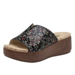 Alegria TRI-7516 Black Leather Triniti Posh Platform Wedge Sandal Size 36